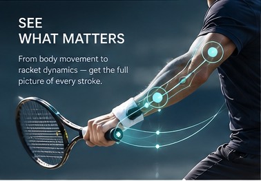 Conceptual tennis forehand biomechanics analysis overlay
