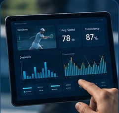 Conceptual tennis session analytics dashboard